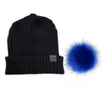 Load image into Gallery viewer, The Pom Hat - Black/Royal Blue
