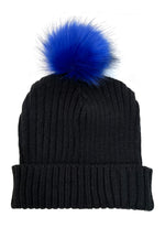 Load image into Gallery viewer, The Pom Hat - Black/Royal Blue
