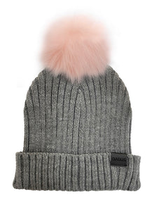 The Pom Hat - Light Grey/Light Pink