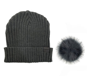 The Pom Hat - Charcoal/Charcoal