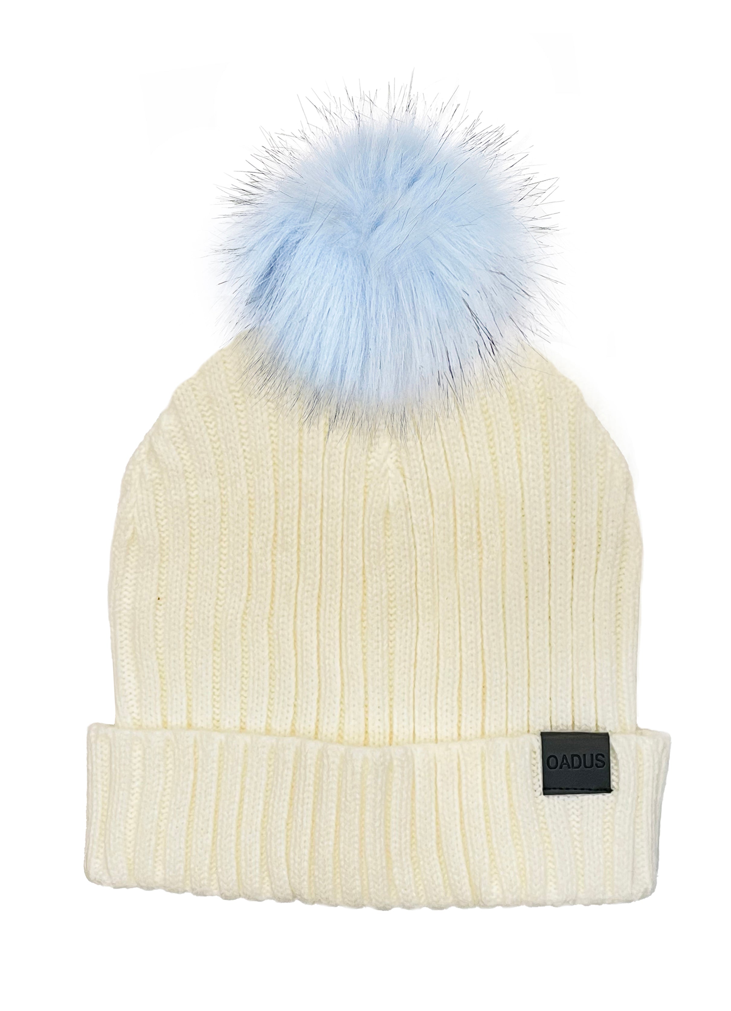 The Pom Hat - Ivory/Periwinkle