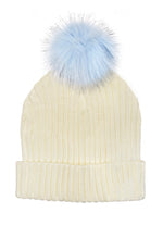 Load image into Gallery viewer, The Pom Hat - Ivory/Periwinkle
